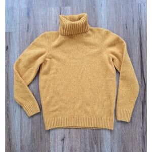 Conbipel Womens 100% Virgin Wool Large Sweater Knit Jumper Turtleneck Golden